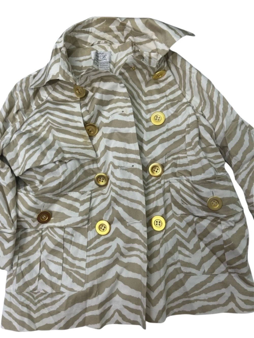 Just Be Beige & White Zebra-Print Button Jacket